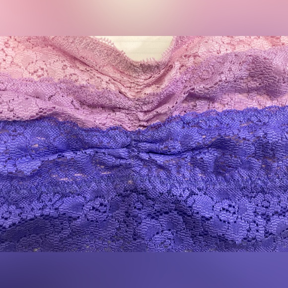 PINK Victoria’s Secret Lavender Purple & Light Pink Lace Bandeau Size Large NWOT - Picture 3 of 11